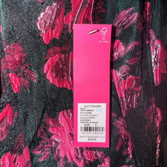 NWT Lilly‎ Pulitzer Leya Metallic Floral Jaquard Dress Size 8 - Picture 8 of 9